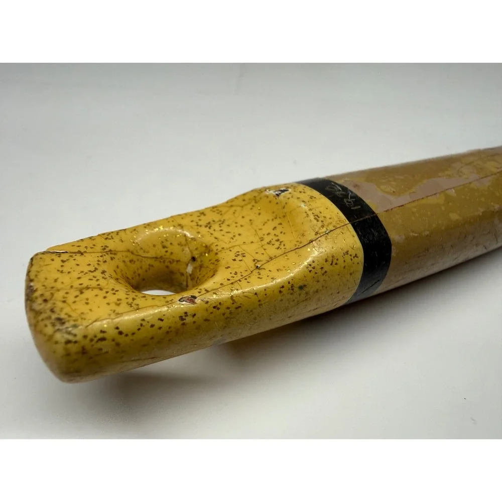 Vintage EKCO Knife Sharpener Wood Handle Yellow Black Manual Steel Tool USA